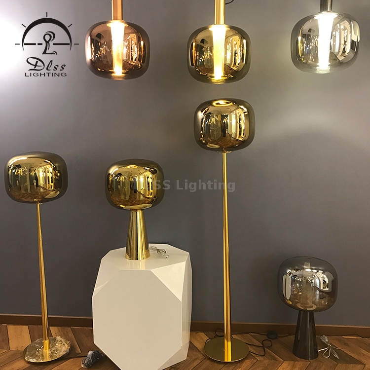 Lampadare DLSS مصباح قلادة LED زجاجي ذهبي / فضي / نحاسي